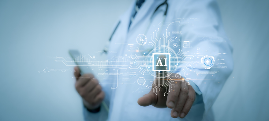 health professional touching AI